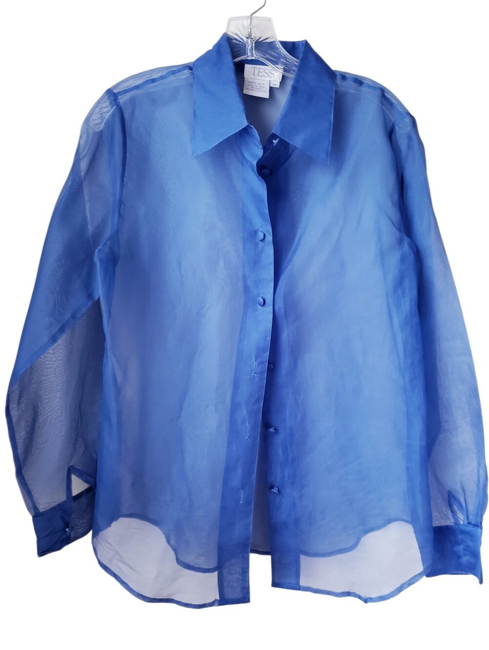 Vintage Tess Blue Silk Sheer Shirt